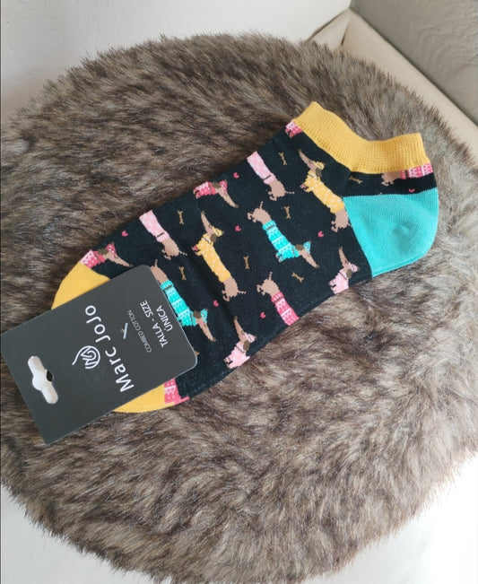 Sneaker Socken mit Dackel Motiv